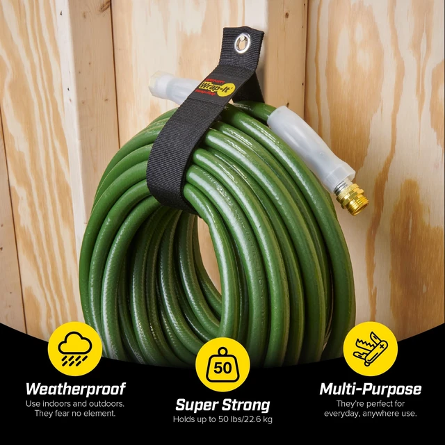 Alt view image 2 of 7 - Heavy-Duty Straps, 28-inch (2 Pack) Hook and Loop Garden Hose Hanger, Pool Hose Storage Organizer for Cords, Hoses, Tow Rope, Building Materials