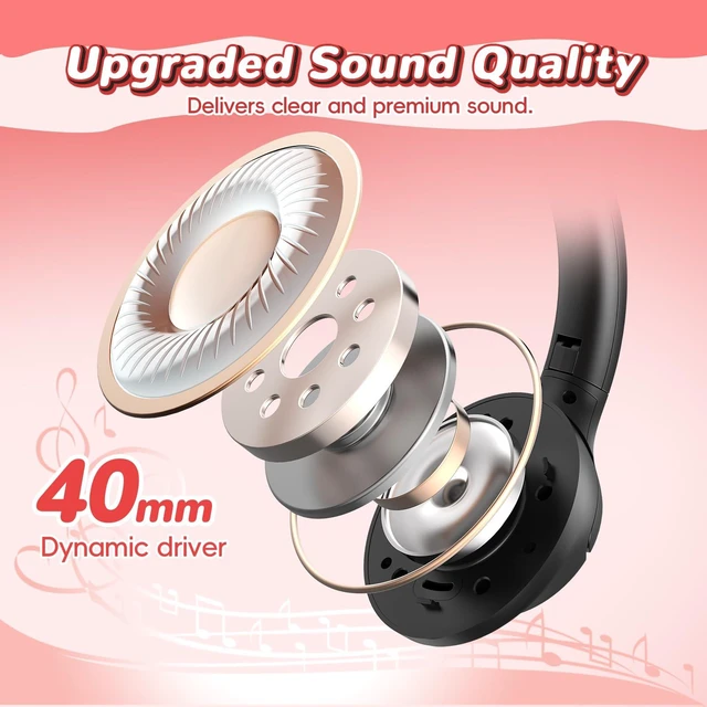 Alt view image 6 of 7 - Kids Bluetooth Headphones, 85H Playtime for Toddler Boy (Black Red No LED) Over Ear Wireless Headphones for Kids, 85/94dB Safe Volume Limit, Bluetooth 5.4 Built-in Mic for iPad Tablet Travel Airplane
