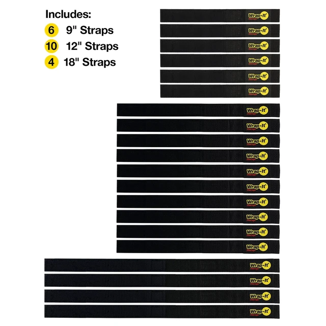 Alt view image 3 of 7 - Quick-Straps by - Assorted 20-Pack Black Hook and Loop Hose and Cable Organizers