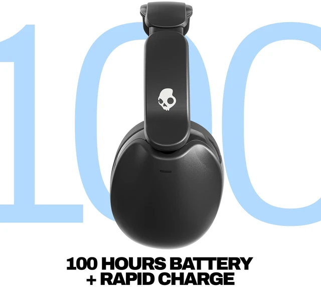 Alt view image 2 of 7 - Hesh 360 Wireless Over-Ear Bluetooth Headphones - True Black 100 Hours Battery, Noise Isolating Fit, Flat-Folding Collapsible Design, Microphone, Customized Sound, Travel, Study, Gym