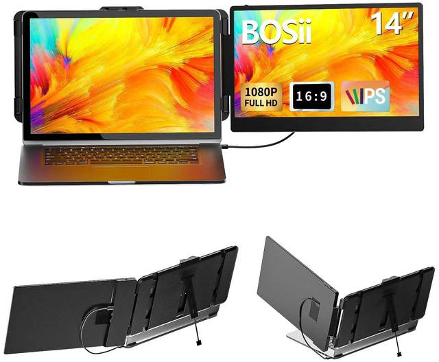 Main image of Laptop Screen Extender Monitor - 14 Inch Dual IPS FHD 1080P HDMI/USB-A/Type-C Extended Portable Monitor for Laptops (Maximum Length: 15.74") Compatible with Windows Mac Travel Work