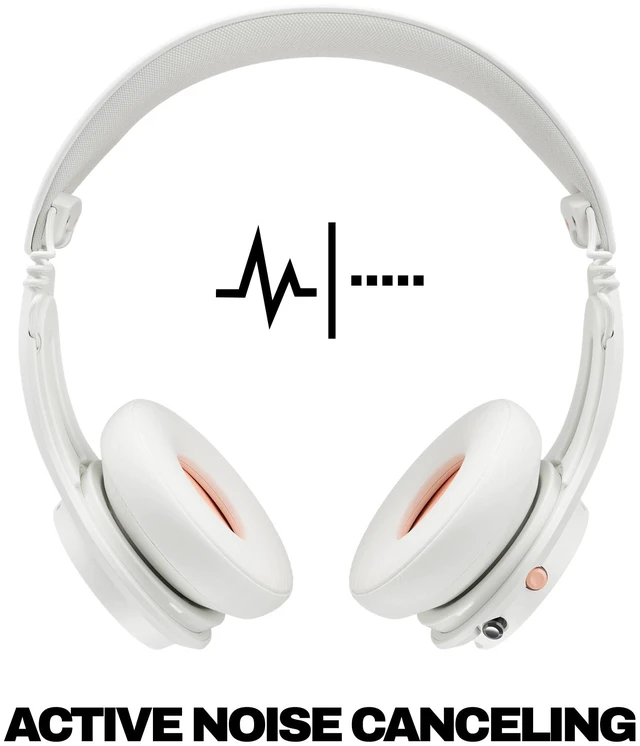 Alt view image 2 of 7 - Icon ANC Noise Canceling Wireless Headphones - Bone/Orange On-Ear Fit, Bluetooth, Noise Cancellation, 60 Hours Battery, Sweat Water Resistant, Foldable, Travel Ready, Microphone