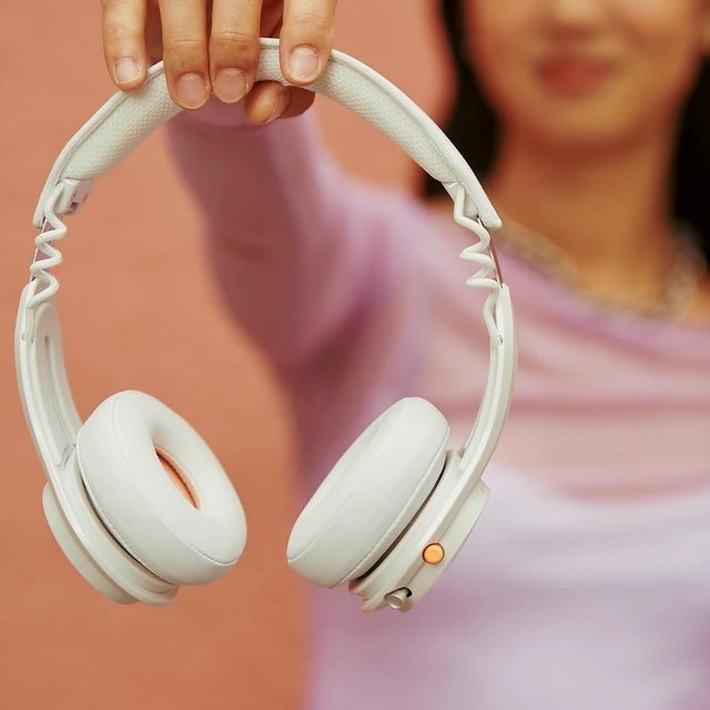 Alt view image 7 of 7 - Icon ANC Noise Canceling Wireless Headphones - Bone/Orange On-Ear Fit, Bluetooth, Noise Cancellation, 60 Hours Battery, Sweat Water Resistant, Foldable, Travel Ready, Microphone