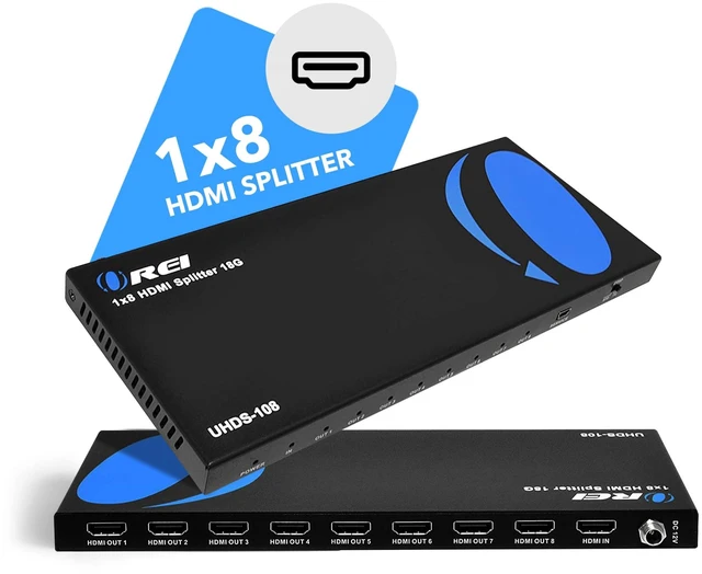 Alt view image 3 of 7 - 1x8 HDMI Splitter 1 in 8 Out Ports with 4K@60Hz, HDCP 2.2, 3D, EDID Support HDR function, HDMI 2.0b, STD/TV EDID control via dialing the dip switch, Support 18Gbps video bandwidth