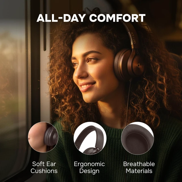Alt view image 4 of 7 - Over Ear Headphones Wired with Mic, Corded Head Phones (3.5mm Jack) Compatible with Laptop, Computer / PC, Macbook, MP3 Player, Car / In-Flight Audio, Game Controller, and other 3.5 mm devices