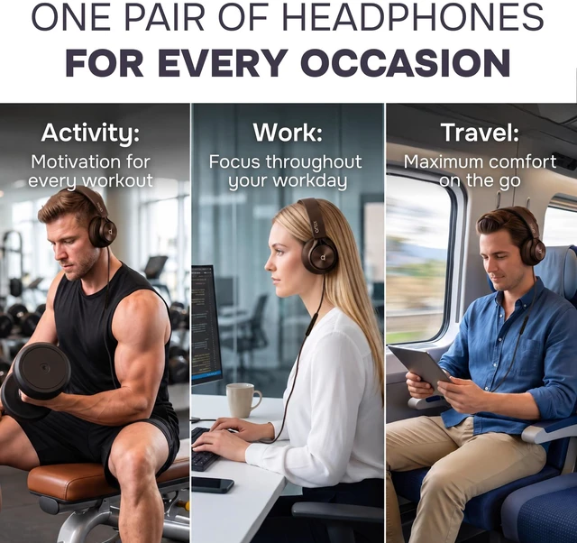Alt view image 5 of 7 - Over Ear Headphones Wired with Mic, Corded Head Phones (3.5mm Jack) Compatible with Laptop, Computer / PC, Macbook, MP3 Player, Car / In-Flight Audio, Game Controller, and other 3.5 mm devices
