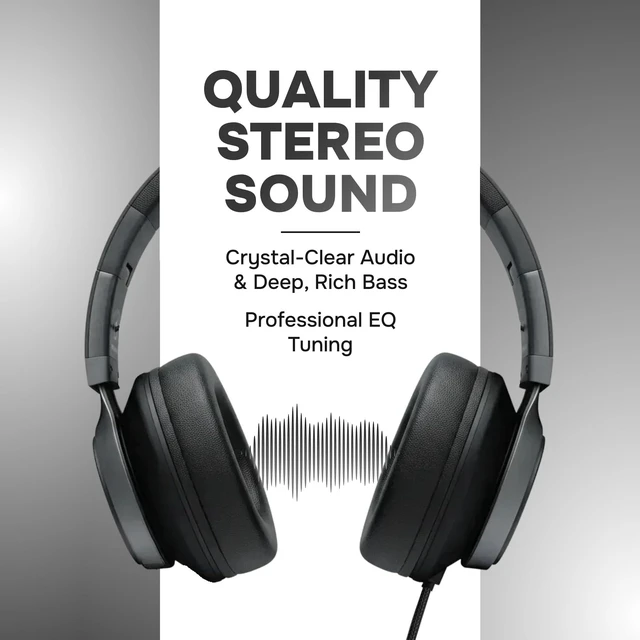 Alt view image 2 of 7 - Over Ear Headphones Wired with Mic, Corded Head Phones (3.5mm Jack) Compatible with Laptop, Computer / PC, Macbook, MP3 Player, Car / In-Flight Audio, Game Controller, and other 3.5 mm devices