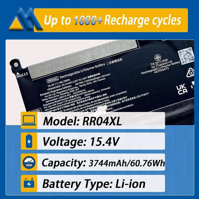 Alt view image 2 of 7 - RR04XL L60373-005 Battery Replacement for HP Spectre X360 13-AW 13T-AW Series 13-aw0013dx 13-aw0023dx 13-aw2003dx 13t-aw000 13t-aw100 13t-aw200 Series HSTNN-DB9K HSTNN-OB1M L60213-2C1 RR04060XL