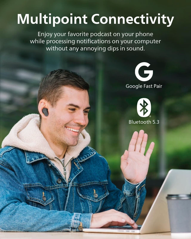Alt view image 7 of 7 - TAT3519 Wireless Earbuds,True Wireless Headphones with Noise Canceling Pro,Dynamic Bass,Clear Call,24 H Battery Life,Fast Charging,Bluetooth 5.3,IPX4,App/Touch Control,Black