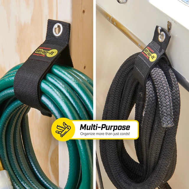Alt view image 4 of 7 - Heavy-Duty Straps, 22" (2 Pack) Hook and Loop Organizer Hanger for Extension Cables, Hoses, Rope and for Garage, Home, Shop, Boat and RV Organization