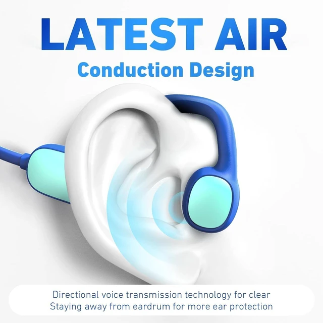 Alt view image 2 of 7 - Kids Headphones, Bluetooth 5.2 Air Conduction Open Ear Headphones, 85dB Volume Limiting, Blue Pink