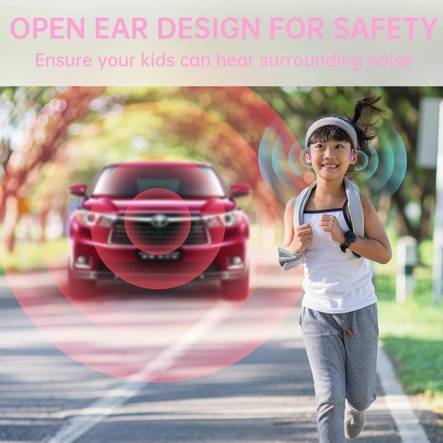 Alt view image 4 of 7 - Kids Headphones, Bluetooth 5.2 Air Conduction Open Ear Headphones, 85dB Volume Limiting, Blue Pink