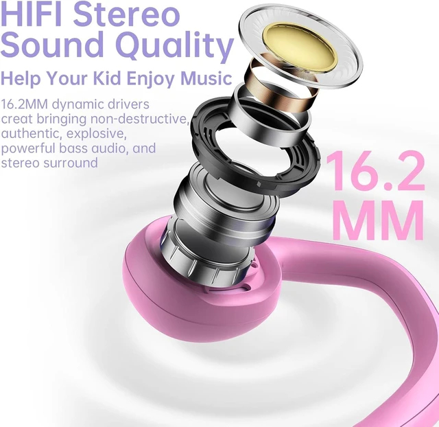 Alt view image 6 of 7 - Kids Headphones, Bluetooth 5.2 Air Conduction Open Ear Headphones, 85dB Volume Limiting, Blue Pink