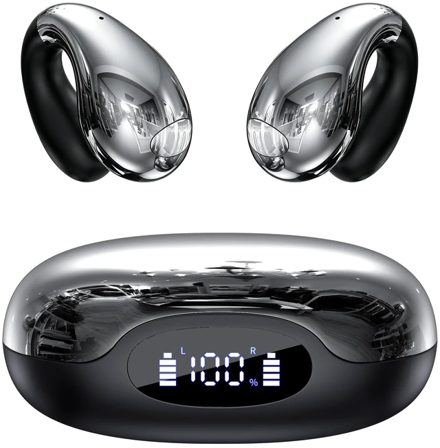 Main image of Upgraded Clip-on Ear Earbuds, Bluetooth 6.1 Wireless Open Ear Headphones, Comfortable Fit with Crystal Clear Sound, 50-Hour Battery Life, Open-Ear Wireless Headphones for Gym & Outdoor Sports, Black