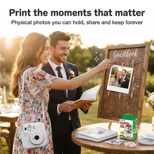Alt view image 6 of 7 - Instax Mini 13 White Instant Camera with 20-Sheet Film Set Includes Instax Mini 13 camera, 20-sheet film, carrying case, photo album, color filters, and assorted photo frames
