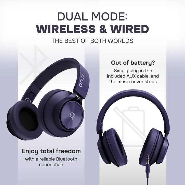 Alt view image 5 of 7 - Bluetooth Headphones Wireless, Over Ear Head Phones with Mic (Purple) Built-In Microphone, Adjustable Headband, Dual Mode, Foldable, Bluetooth 6.0, 40 Hours Playtime, Over-Ear Head phones