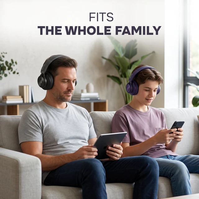 Alt view image 7 of 7 - Bluetooth Headphones Wireless, Over Ear Head Phones with Mic (Purple) Built-In Microphone, Adjustable Headband, Dual Mode, Foldable, Bluetooth 6.0, 40 Hours Playtime, Over-Ear Head phones