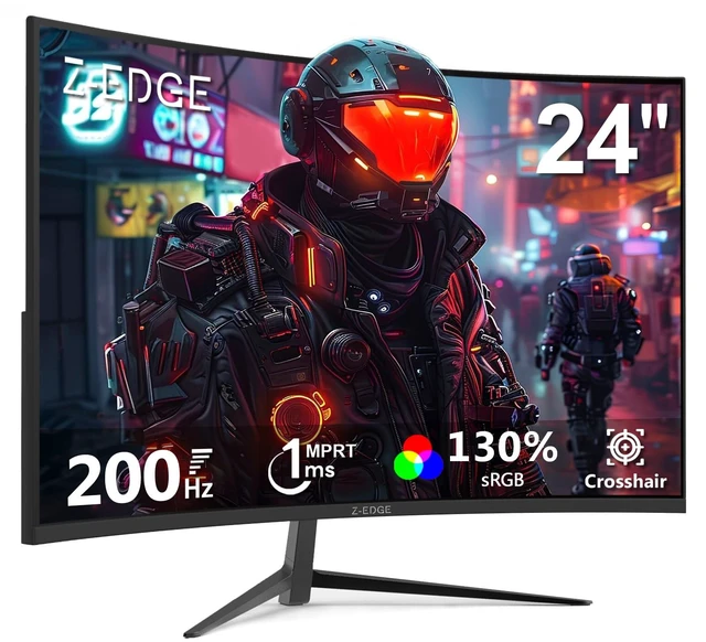 Main image of Z-Edge 24 inch Curved Gaming Monitor, 200Hz 165Hz, 144Hz FHD 1080P Ultra-Fast MPRT 1ms Curved Monitor, 300nits, 16.7M Colors, UG24 1X DP 1.4 Port and 1X 2.0 HDMI Port