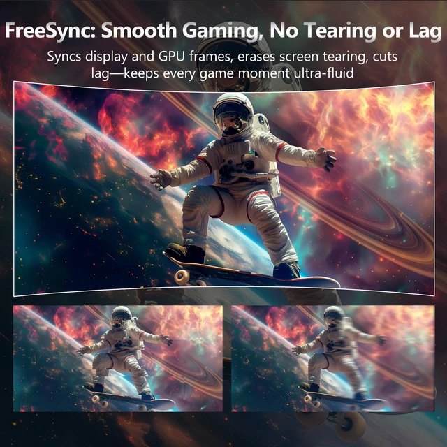 Alt view image 6 of 7 - Z-Edge 24 inch Curved Gaming Monitor, 200Hz 165Hz, 144Hz FHD 1080P Ultra-Fast MPRT 1ms Curved Monitor, 300nits, 16.7M Colors, UG24 1X DP 1.4 Port and 1X 2.0 HDMI Port