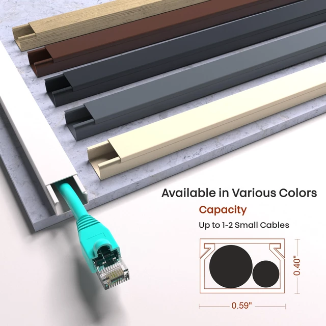 Alt view image 2 of 7 - One Cord Channel Cable Concealer - 315in One-Cord Cover for Wall, Mini Wire Hider for 1-2 Wires, Paintable Electric Cable Cover for Outside, Wall Mount TV Cord Hider