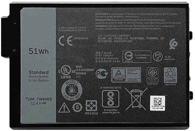 Main image of 7WNW1 51Wh 6-cell Laptop Battery Compatible with Dell Latitude 5424 5420 Rugged Extreme P85G P86G P137G P137G001 P137G002 P85G001 P86G001 Series DMF8C GK3D3 6NNCF DP3KF DMF0C 07WNW1 451-BCHV 11.4V