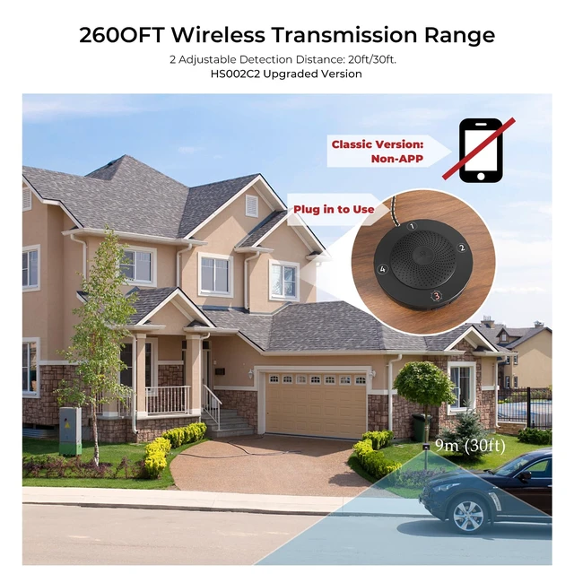 Alt view image 5 of 7 - Driveway Alarm Receiver Only, Sensor Required-Not Wrok for Pre-2022 Plug-in base station only, no APP, 1/2 mile wireless range, suitable for solar motion sensor system