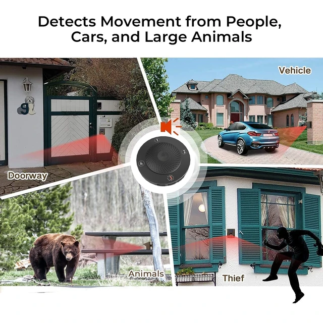 Alt view image 6 of 7 - Driveway Alarm Receiver Only, Sensor Required-Not Wrok for Pre-2022 Plug-in base station only, no APP, 1/2 mile wireless range, suitable for solar motion sensor system