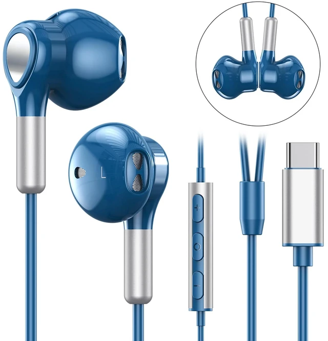 Alt view image 2 of 7 - USB C Headphones for Samsung Galaxy S26 S25 S24 S23 S22 S21 S20 A56 A17 A16 Wired USB C Earbuds with Mic Volume Control Earphones USB Type C Headphones for iPhone 18 17 16 15 Pro Max iPad 10 Pixel 11