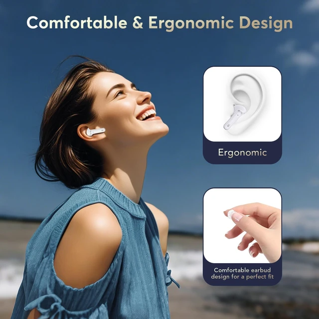 Alt view image 2 of 7 - True Earbuds Wireless Bluetooth 5.4 with Active Noise Cancelling Earbuds Ear Buds Wireless Bluetooth Earbuds with Mic In-Ear Sport Earphones Touch,LED Display,36H,IPX5 for Running Gym Workout(White)