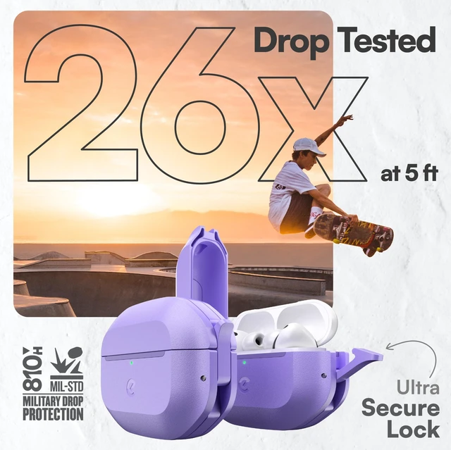 Alt view image 4 of 7 - for Waterproof Airpods Pro 3 Case Lock - Ultra Rugged Wild Lavender IP68 Water Proof, Dust Proof, Shockproof Protector, Heavy Duty Protection, Drop Proof Cover, Carabiner for iPods Pro 3rd Gen