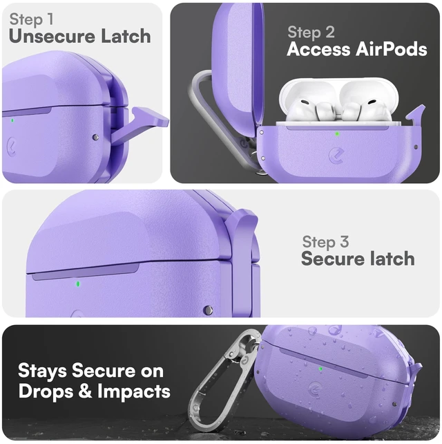 Alt view image 3 of 7 - for Waterproof Airpods Pro 3 Case Lock - Ultra Rugged Wild Lavender IP68 Water Proof, Dust Proof, Shockproof Protector, Heavy Duty Protection, Drop Proof Cover, Carabiner for iPods Pro 3rd Gen