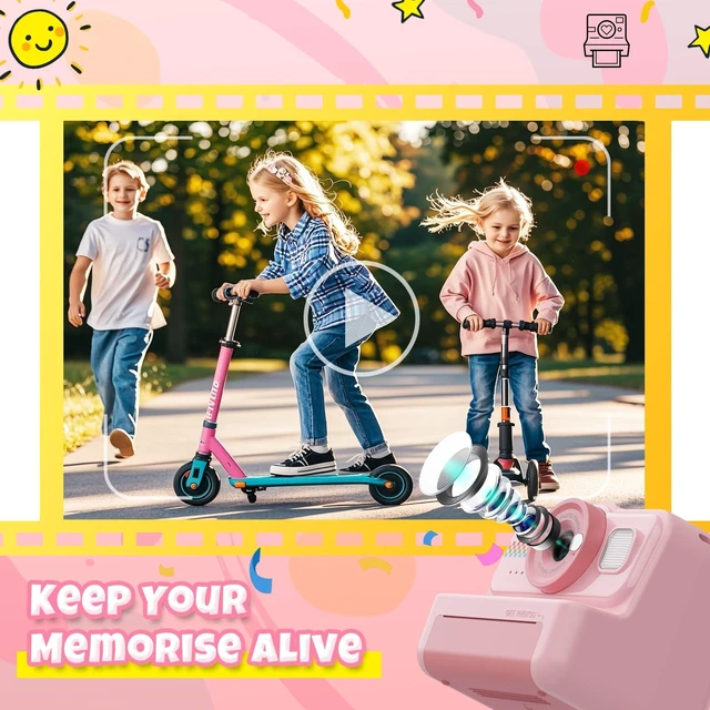 Alt view image 4 of 7 - Kids Camera Instant Print, 1080P HD Instant Print Camera for Kids with 3 Rolls Print Paper & 32GB Card, Selfie Digital Camera for Kid, Ideal Kid Toys Gifts for Boys & Girls Age 3-14 (Pink)