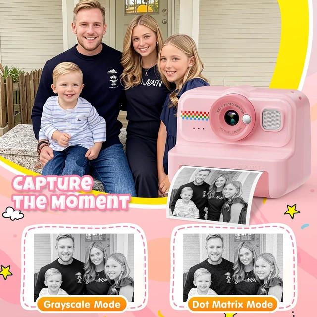 Alt view image 3 of 7 - Kids Camera Instant Print, 1080P HD Instant Print Camera for Kids with 3 Rolls Print Paper & 32GB Card, Selfie Digital Camera for Kid, Ideal Kid Toys Gifts for Boys & Girls Age 3-14 (Pink)