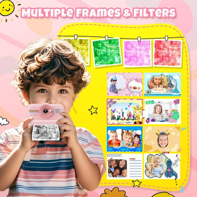Alt view image 5 of 7 - Kids Camera Instant Print, 1080P HD Instant Print Camera for Kids with 3 Rolls Print Paper & 32GB Card, Selfie Digital Camera for Kid, Ideal Kid Toys Gifts for Boys & Girls Age 3-14 (Pink)