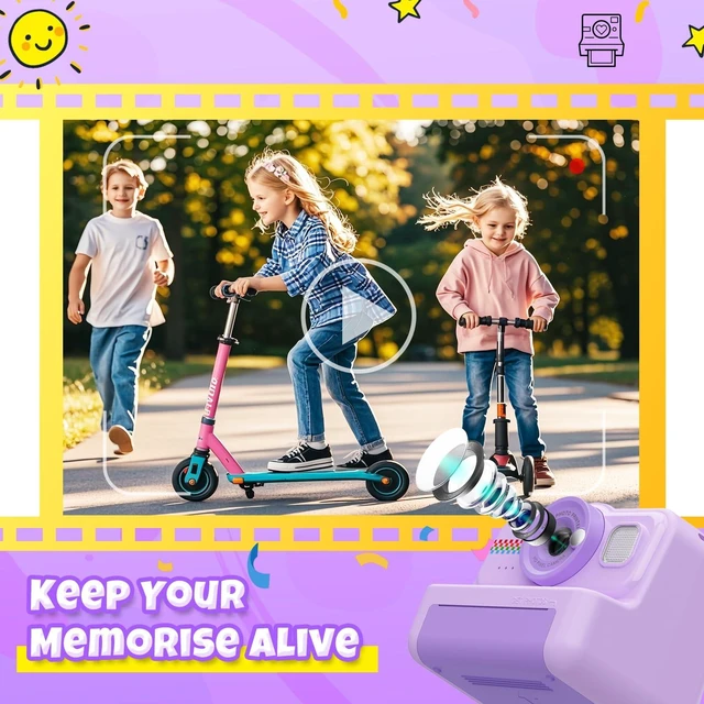 Alt view image 4 of 7 - Kids Camera Instant Print, 1080P HD Instant Print Camera for Kids with 3 Rolls Print Paper & 32GB Card, Selfie Digital Camera for Kid, Ideal Kid Toys Gifts for Boys & Girls Age 3-14 (Purple)