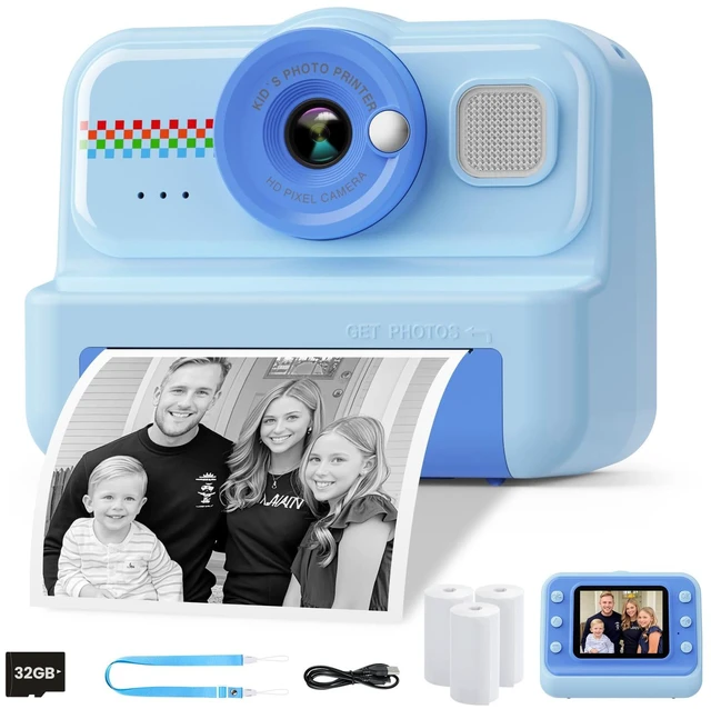 Main image of Kids Camera Instant Print, 1080P HD Instant Print Camera for Kids with 3 Rolls Print Paper & 32GB Card, Selfie Digital Camera for Kid, Ideal Kid Toys Gifts for Boys & Girls Age 3-14 (Blue)