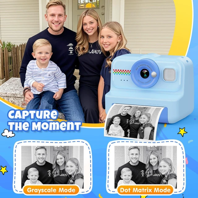 Alt view image 3 of 7 - Kids Camera Instant Print, 1080P HD Instant Print Camera for Kids with 3 Rolls Print Paper & 32GB Card, Selfie Digital Camera for Kid, Ideal Kid Toys Gifts for Boys & Girls Age 3-14 (Blue)