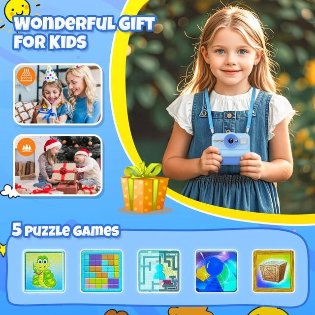 Alt view image 6 of 7 - Kids Camera Instant Print, 1080P HD Instant Print Camera for Kids with 3 Rolls Print Paper & 32GB Card, Selfie Digital Camera for Kid, Ideal Kid Toys Gifts for Boys & Girls Age 3-14 (Blue)