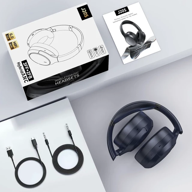 Alt view image 7 of 7 - Hybrid ANC Wireless Over-Ear Headphones, 100H Playtime, Hi-Res Audio, Bluetooth 6.0, Multi-Mode Noise Cancellation, Comfort Fit, iOS & Android Compatible, Foldable Design, Travel-Friendly (Blue)