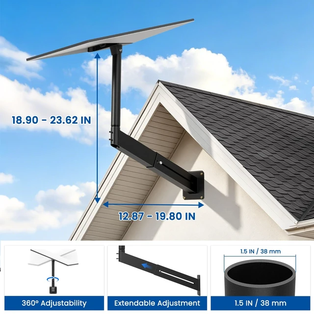 Alt view image 6 of 7 - Standard 4/4X Telescoping Mount for Starlink, Adjusatble Gen 3 Roof Mounting Kit with Alumium Adapter, Sturdy Wall and Eave Mounting Kit for Outdoor Use