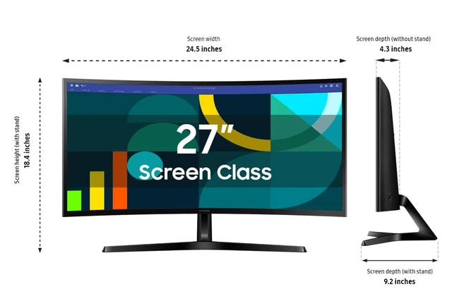 Alt view image 2 of 7 - 27" Essential S3 (S36GD) Series FHD 1800R Curved Computer Monitor 100Hz, Game Mode, Advanced Eye Comfort, HDMI and D-sub Ports (LS27D36DGANXZA)