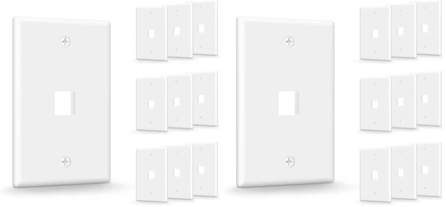 Main image of 1-Port Keystone Wall Plate (UL Listed), White 20-Pack