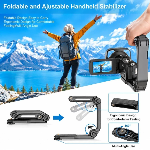 Alt view image 6 of 7 - Camcorder Video Camera 4K 80MP 30FPS Vlogging for YouTube Autofocus IR Night Vision, 18X Digital Zoom, 3.0 IPS Screen Recorder with 32GB SD Card, 2 Batteries, Stabilizer and Remote Control