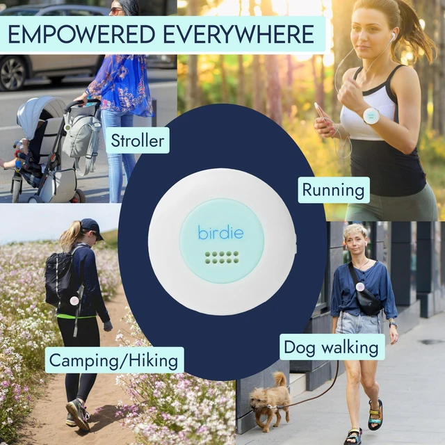 Alt view image 5 of 7 - The Original Personal Safety Alarm Disc for Bikes, Hikes, and Late Nights - Loud Siren, LED Light for Extra Visibility, Rechargeable, Handsfree, Lightweight, Water Resistant (Aqua)