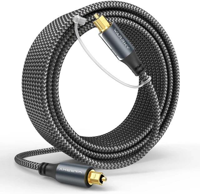 Main image of Optical Audio Cable for Soundbar and TV, 25ft, Gold-Plated, Braided Fiber Optic Toslink Cable for Soundbar & Home Theater Japanese Toray Core, Gold-Plated Connectors, Dolby DTS Compatible