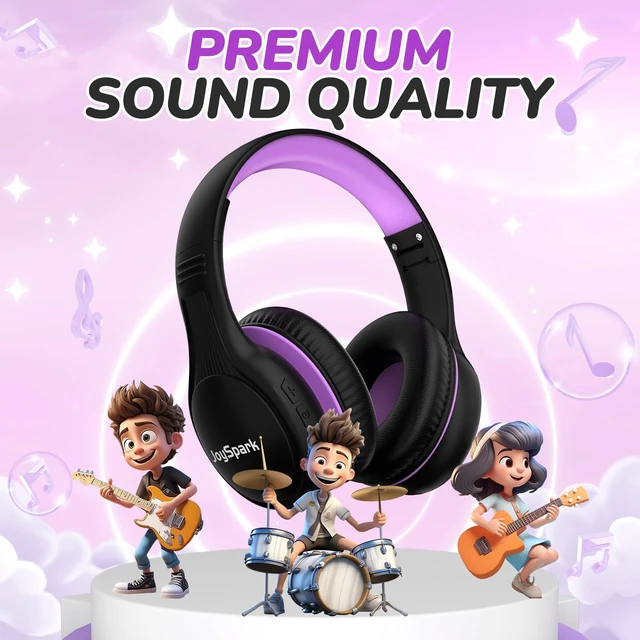 Alt view image 4 of 7 - Kids Bluetooth Headphones Foldable, 60Hrs, Built-in Mic-Purple 85/94dB Volume Limited, Stereo Sound, Type-C Fast Charging, Bluetooth 5.4, Wireless Headphones for Kids Toddler Travel School