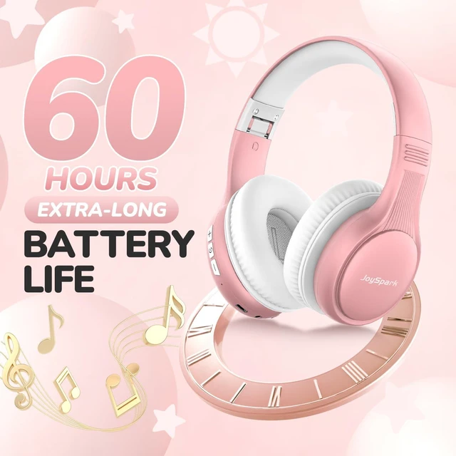 Alt view image 3 of 7 - Kids Bluetooth Headphones Foldable, 60Hrs, Built-in Mic-Rose Gold 85/94dB Volume Limited, Stereo Sound, Type-C Fast Charging, Bluetooth 5.4, Wireless Headphones for Kids Toddler Travel School