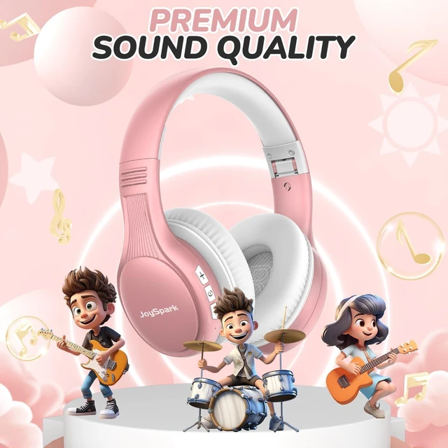 Alt view image 4 of 7 - Kids Bluetooth Headphones Foldable, 60Hrs, Built-in Mic-Rose Gold 85/94dB Volume Limited, Stereo Sound, Type-C Fast Charging, Bluetooth 5.4, Wireless Headphones for Kids Toddler Travel School