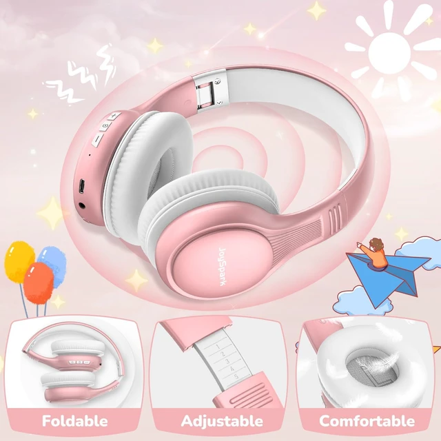 Alt view image 5 of 7 - Kids Bluetooth Headphones Foldable, 60Hrs, Built-in Mic-Rose Gold 85/94dB Volume Limited, Stereo Sound, Type-C Fast Charging, Bluetooth 5.4, Wireless Headphones for Kids Toddler Travel School