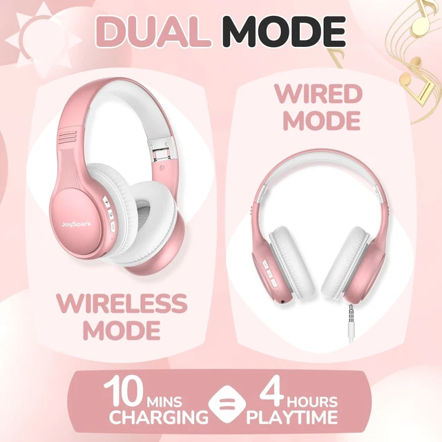 Alt view image 6 of 7 - Kids Bluetooth Headphones Foldable, 60Hrs, Built-in Mic-Rose Gold 85/94dB Volume Limited, Stereo Sound, Type-C Fast Charging, Bluetooth 5.4, Wireless Headphones for Kids Toddler Travel School